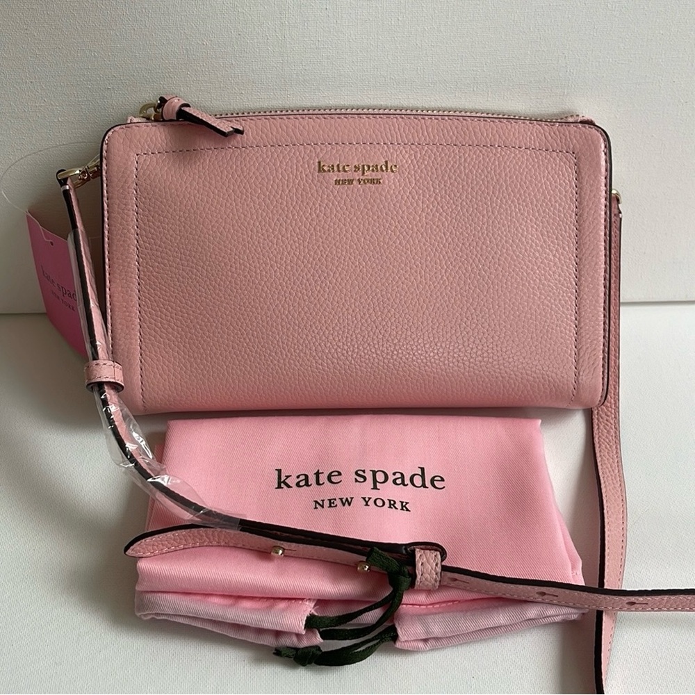 Kate Spade Knott Coral Gables Pink Crossbody Pebbled Leather Bag NEW